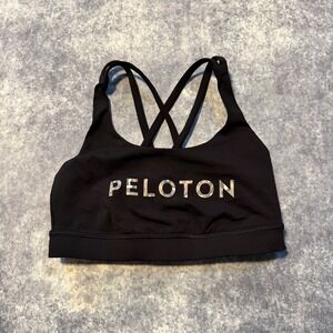 Lululemon Peloton Black Sports Bra Metallic Logo Crisscross Back Women's 2 XS‎
